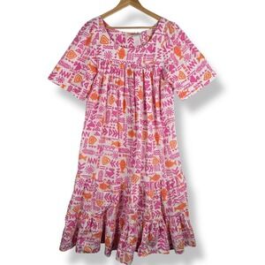 Two Potato Laguna Beach Vintage Mumu Dress Womens Size Large Flowy Fish USA Made